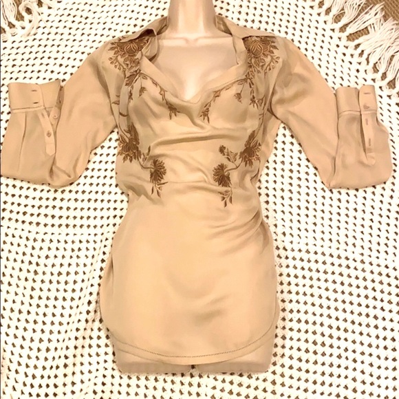 Haute Hippie Tops - 💥HP💥 HAUTE HIPPIE 💯 SILK LONG EMBROIDERED TOP